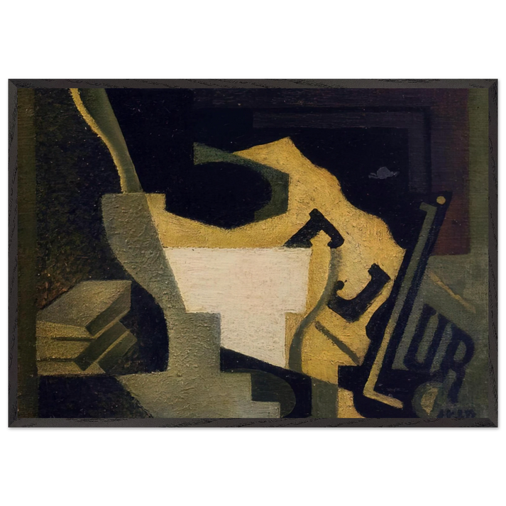 STILL LIFE WITH NEWSPAPER 1918 - Juan Gris 70x100 cm / 28x40 inches Framed Art Print – Black Wooden Frame