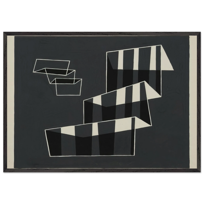 STEPS 1932 - Josef Albers 70x100 cm / 28x40 inches Framed Art Print – Black Wooden Frame