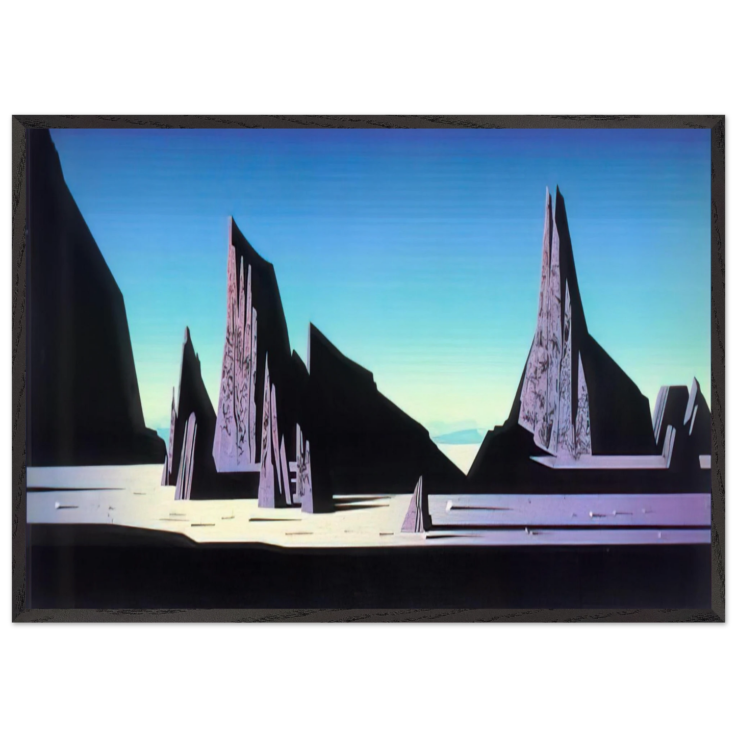 Desert Rocks - Eyvind Earle 70x100 cm / 28x40 inches Framed Art Print – Black Wooden Frame