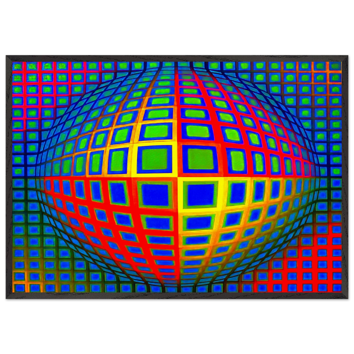 Vega-Nor - 1969 - Victor Vasarely 70x100 cm / 28x40 inches Framed Art Print – Black Wooden Frame