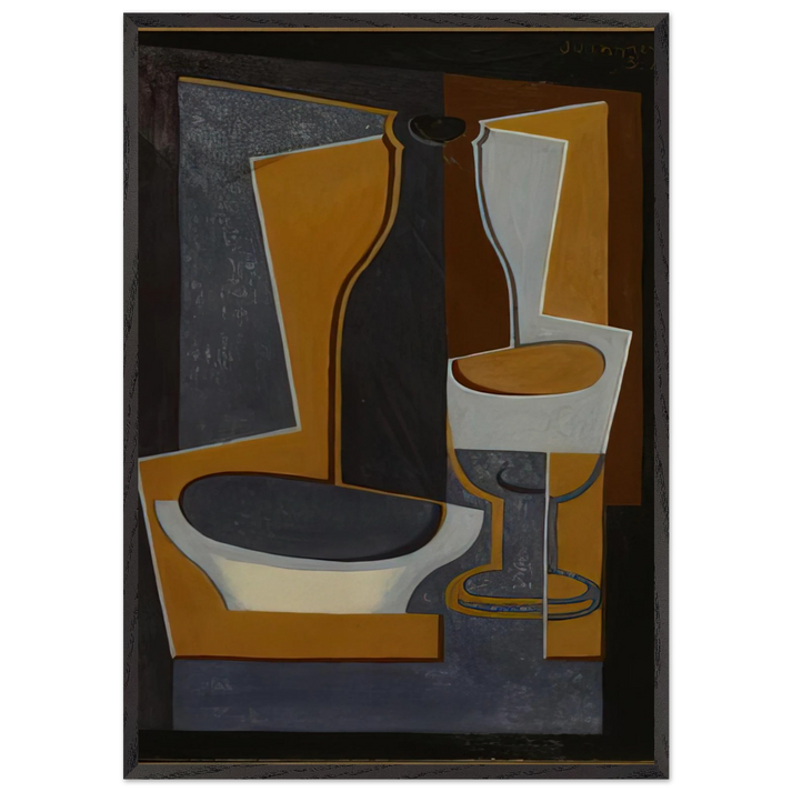 BOUTEILLE BOL ET VERRE 1922 - Juan Gris 70x100 cm / 28x40 inches Framed Art Print – Black Wooden Frame