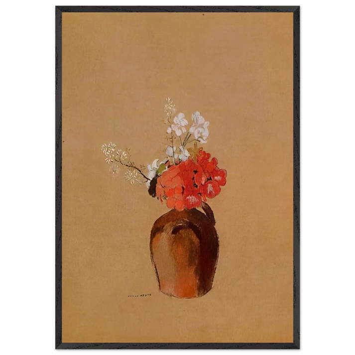 FLOWERS IN A POT N1 - Odilon Redon 70x100 cm / 28x40 inches Framed Art Print – Black Wooden Frame