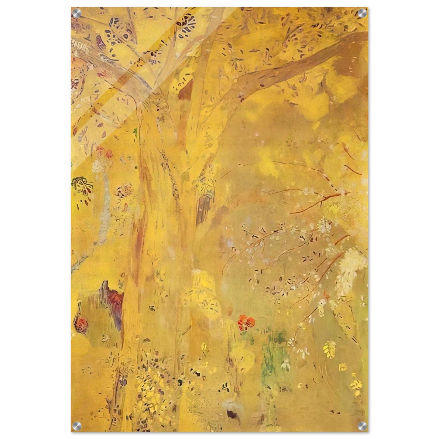 TREE AGAINST A YELLOW BACKGROUND 1901 - Odilon Redon Acrylic Print - 70x100 cm / 28x40″ inches