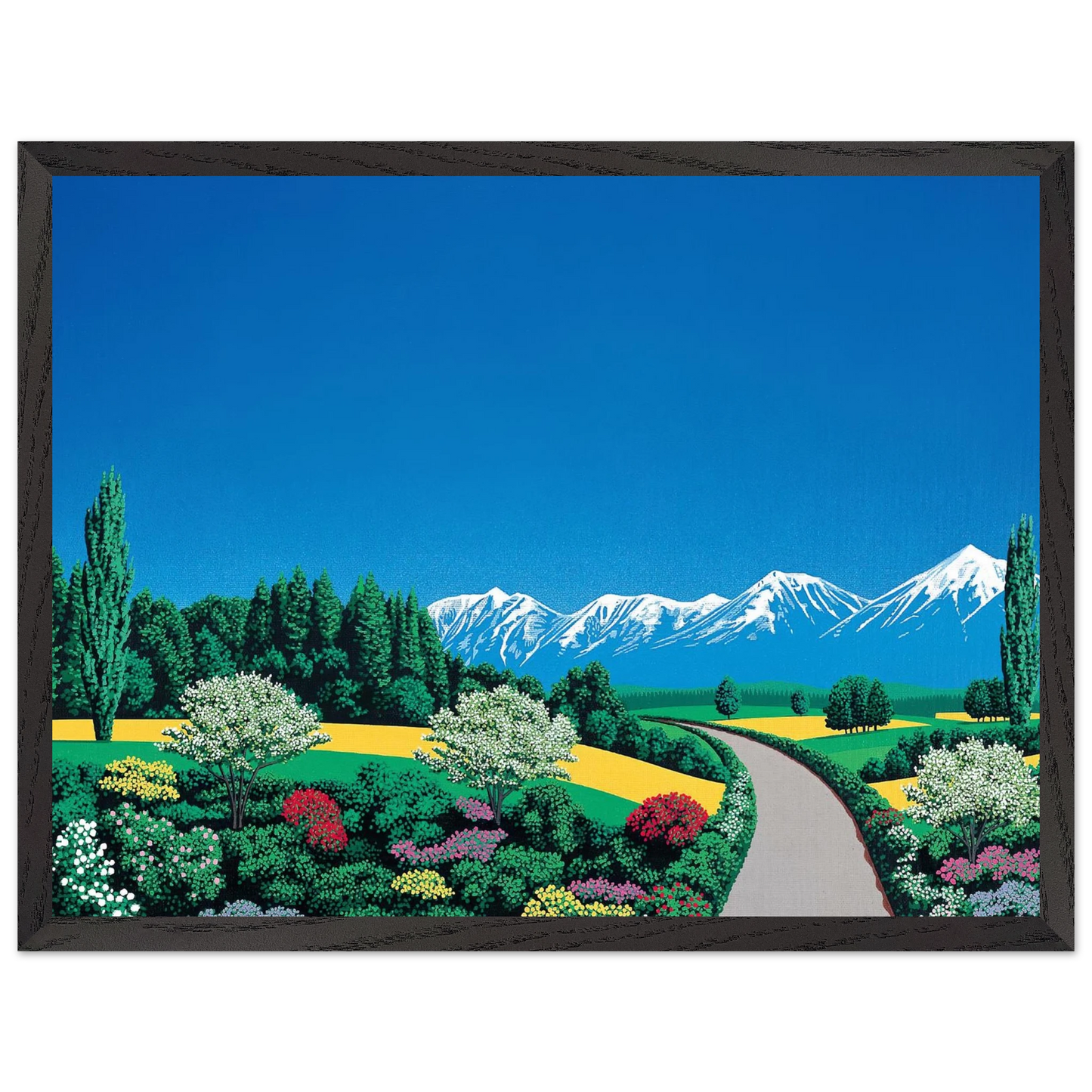 Hiroshi Nagai - Elv Alps Wall Art - 60x80 cm / 24x32 inches - Premium Wooden Framed Poster With Fine Art Paper - Wood frame