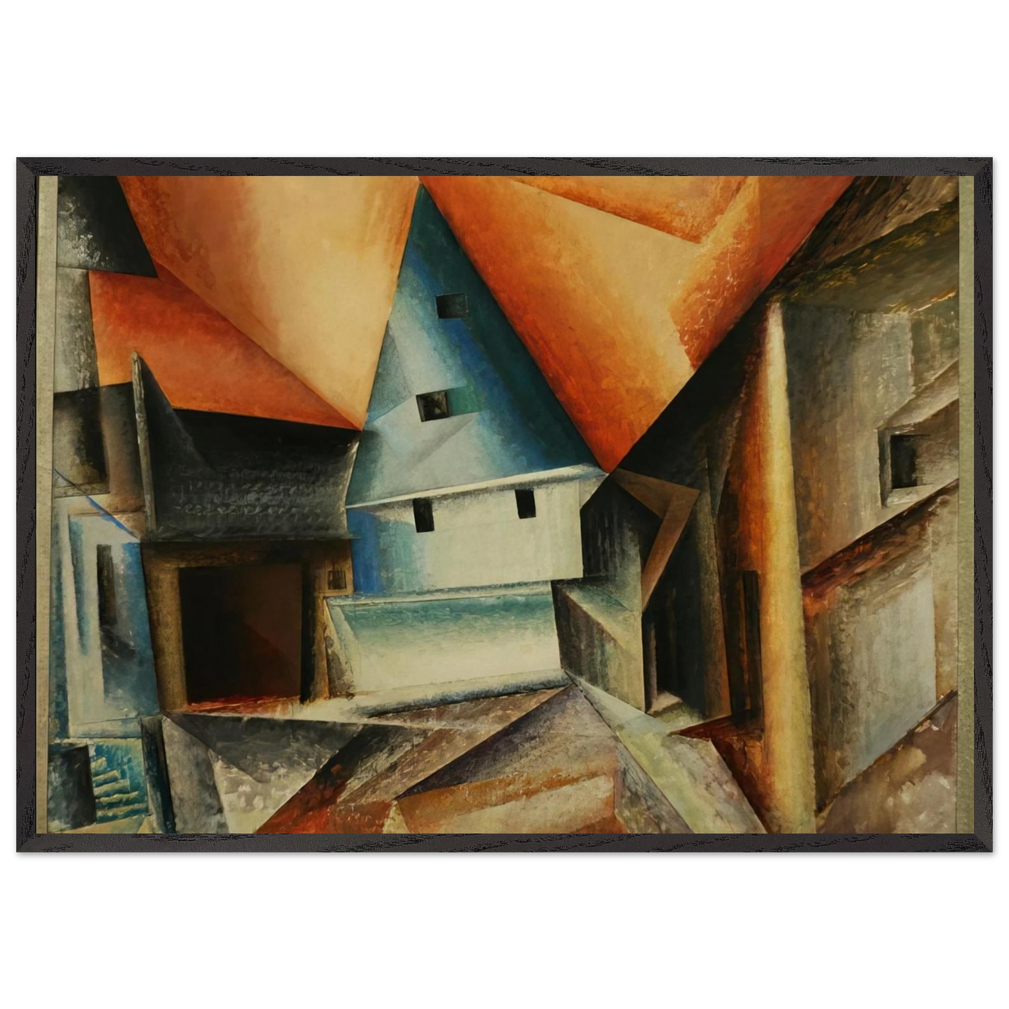 OBERWEIMAR 1921 - Lyonel Feininger 70x100 cm / 28x40 inches Framed Art Print – Black Wooden Frame