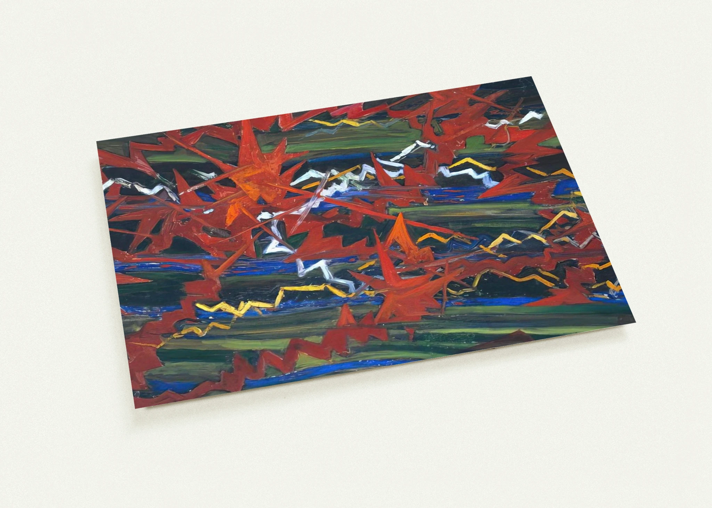 Explosion of Red on Green By Gerardo Dottori Pack of 10 Post Cards | Gerardo Dottori Post Cards | A6 (10.5 x 14.8 cm) - 4.1 x 5.8 inches