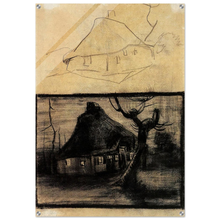 Two Studies of a Cottage - Vincent van Gogh Acrylic Print - 70x100 cm / 28x40″ inches | Vincent van Gogh Wall Art | Vincent van Gogh Prints