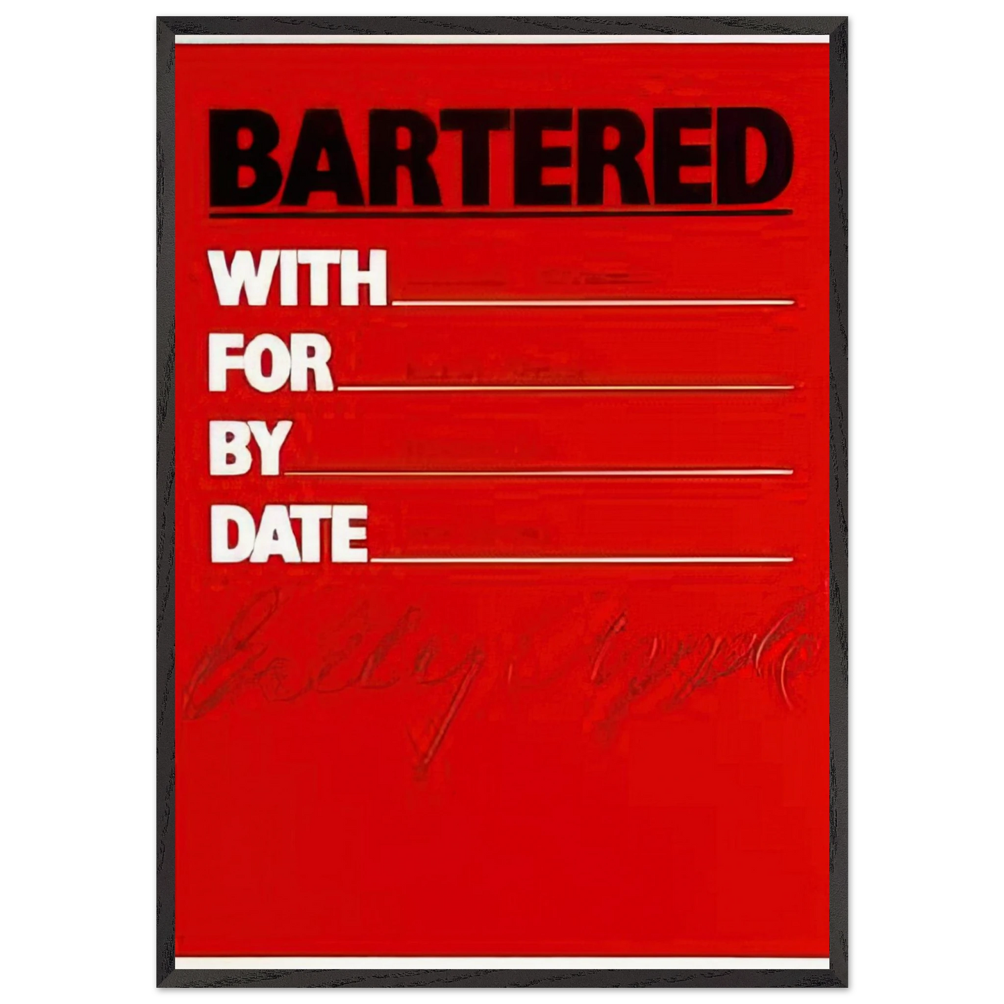 Bartered - 1986 - Billy Apple 70x100 cm / 28x40 inches Framed Art Print – Black Wooden Frame