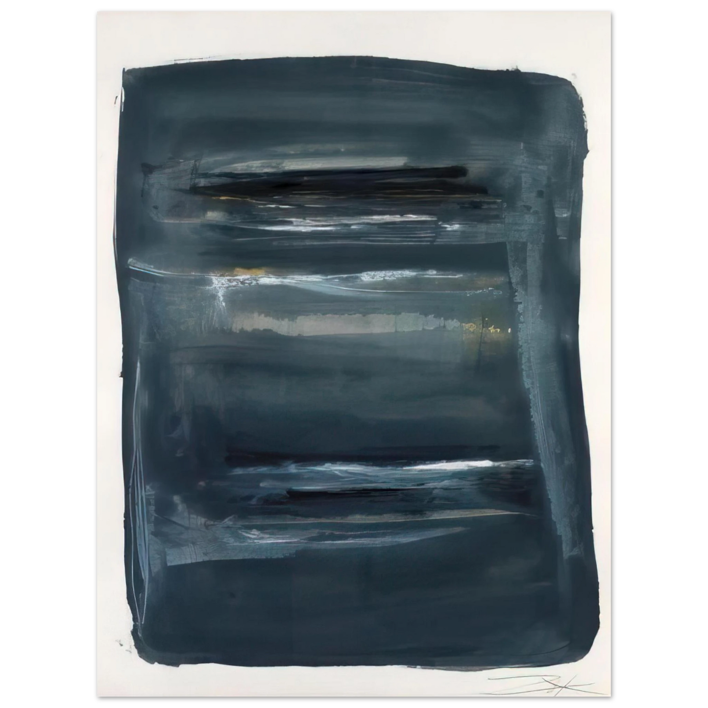 Larry Zox - Abstract with Blue and Black - Abstract Expressionism Fine Art Poster - Default Title