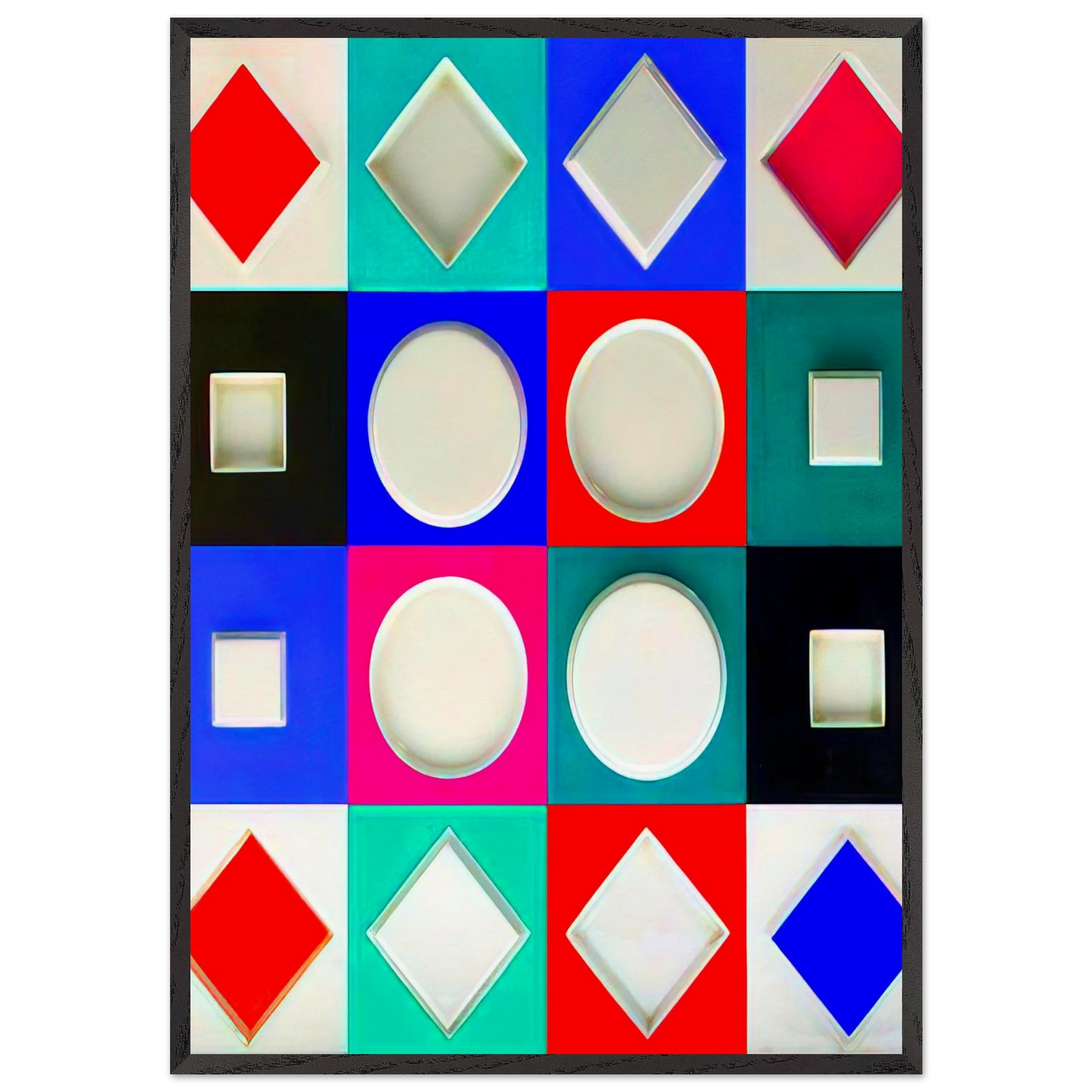 Composition Carree Relief - 1970 - Victor Vasarely 70x100 cm / 28x40 inches Framed Art Print – Black Wooden Frame