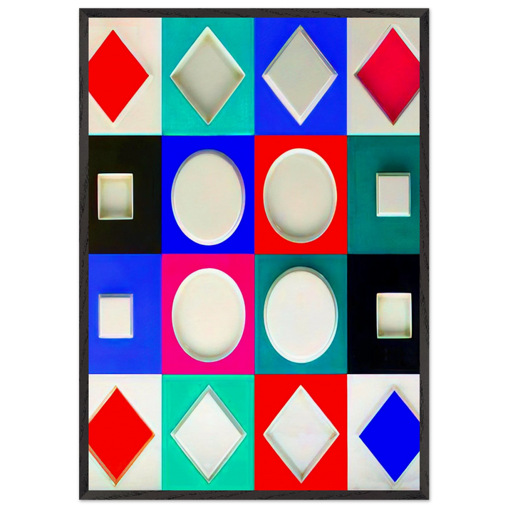 Composition Carree Relief - 1970 - Victor Vasarely 70x100 cm / 28x40 inches Framed Art Print – Black Wooden Frame