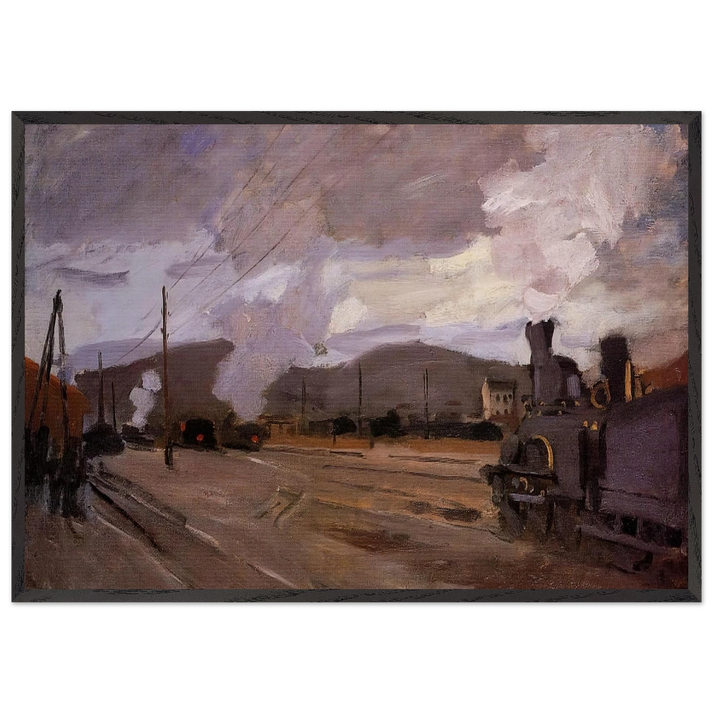 The Railroad Station at Argenteuil - claude monet 70x100 cm / 28x40 inches Framed Art Print – Black Wooden Frame