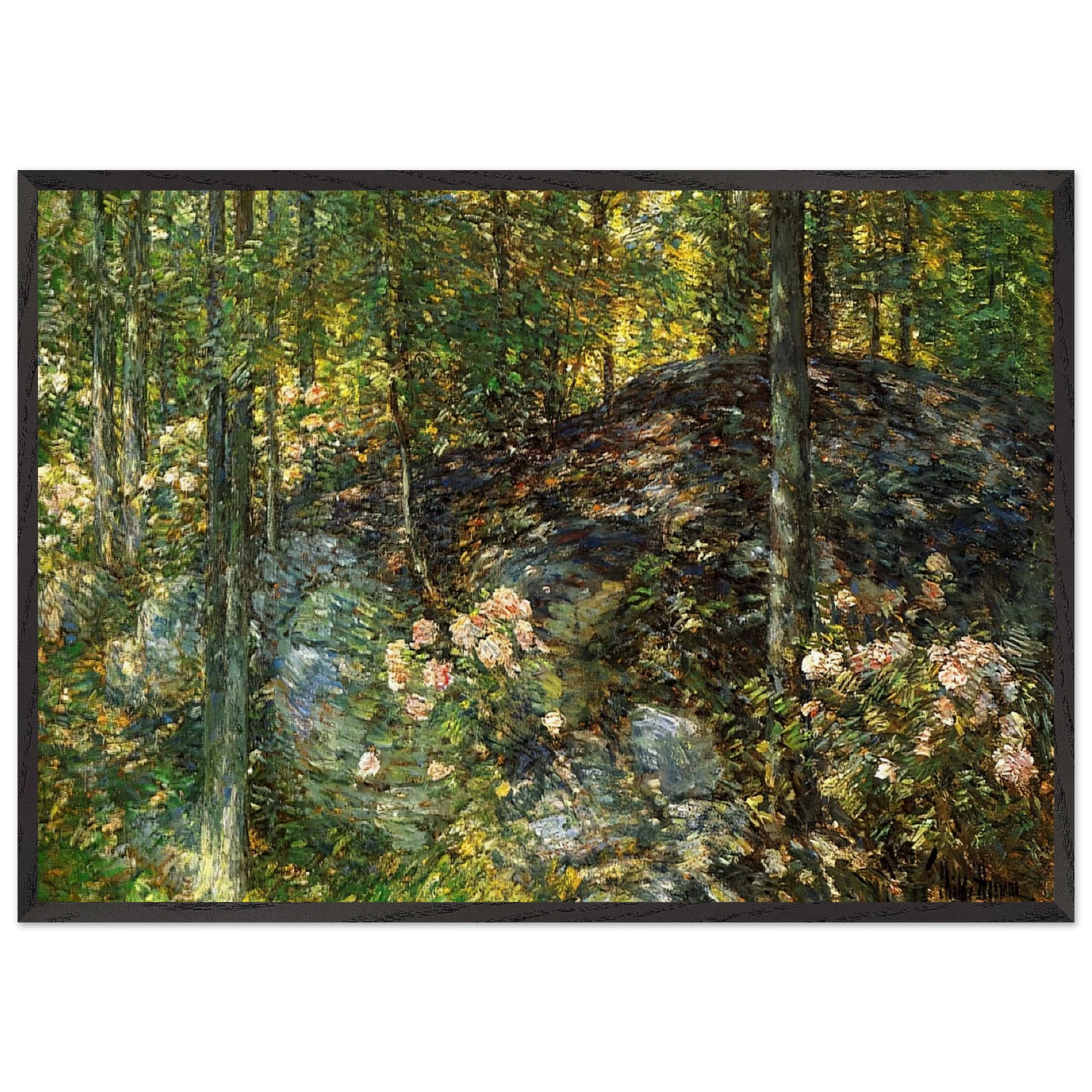 Laurel on the Ledges - Childe Hassam 70x100 cm / 28x40 inches Framed Art Print – Black Wooden Frame