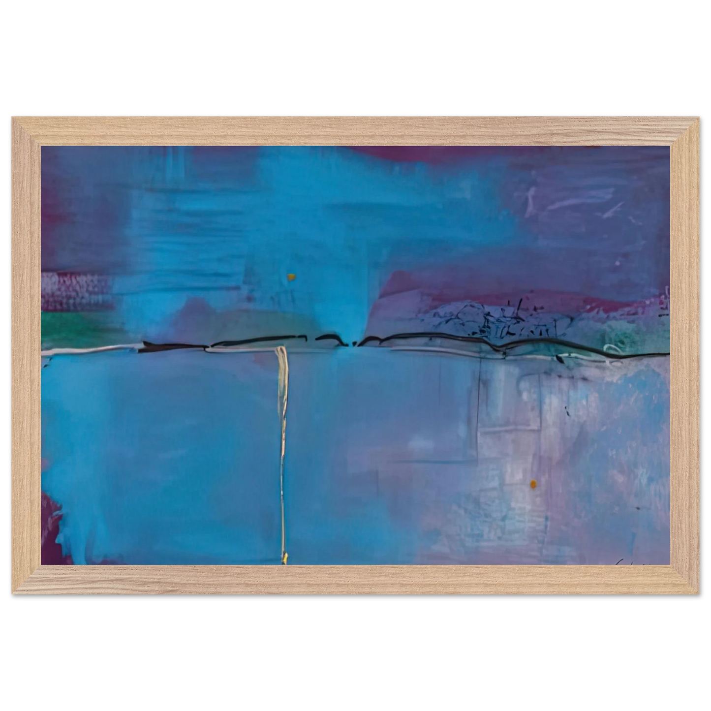 Helen Frankenthaler - Zone Blue, 1994- Wall Art - 21x29.7 cm / 8x12" - Premium Wooden Framed Poster With Fine Art Paper - Black frame