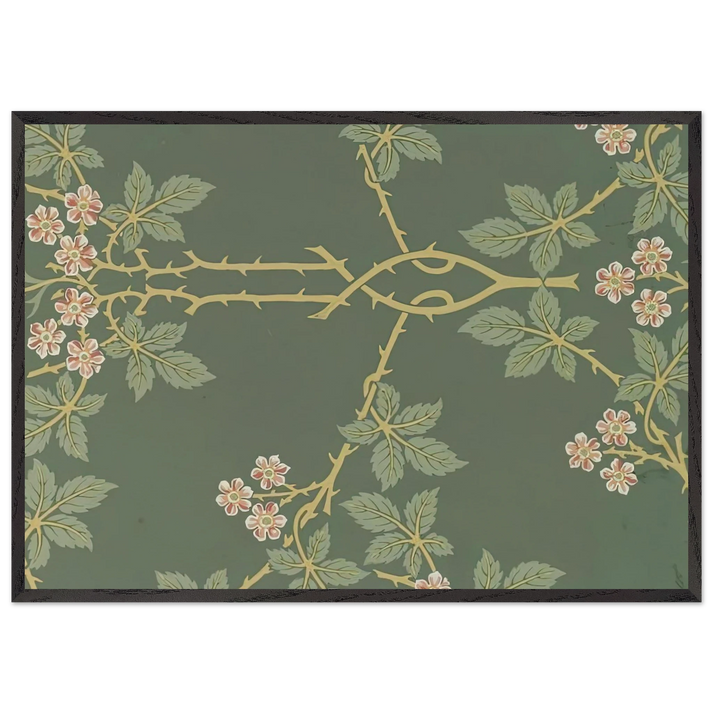 WALLPAPER BLACKBERRY PATTERN 388 1917 - William Morris 70x100 cm / 28x40 inches Framed Art Print – Black Wooden Frame