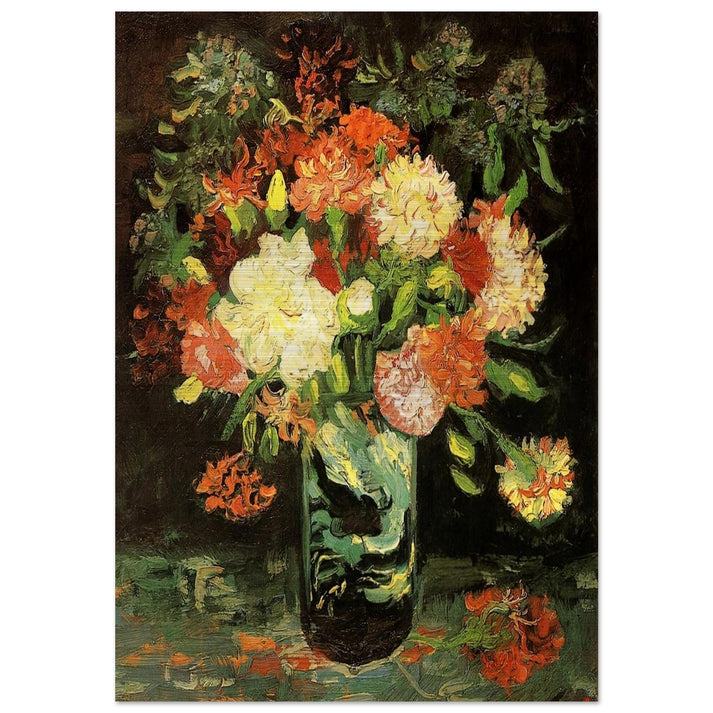 Vase with Carnations - Vincent van Gogh Brushed Aluminum Print - 70x100 cm / 28x40 inches | Vincent van Gogh Aluminum Print | Vincent van Gogh Prints