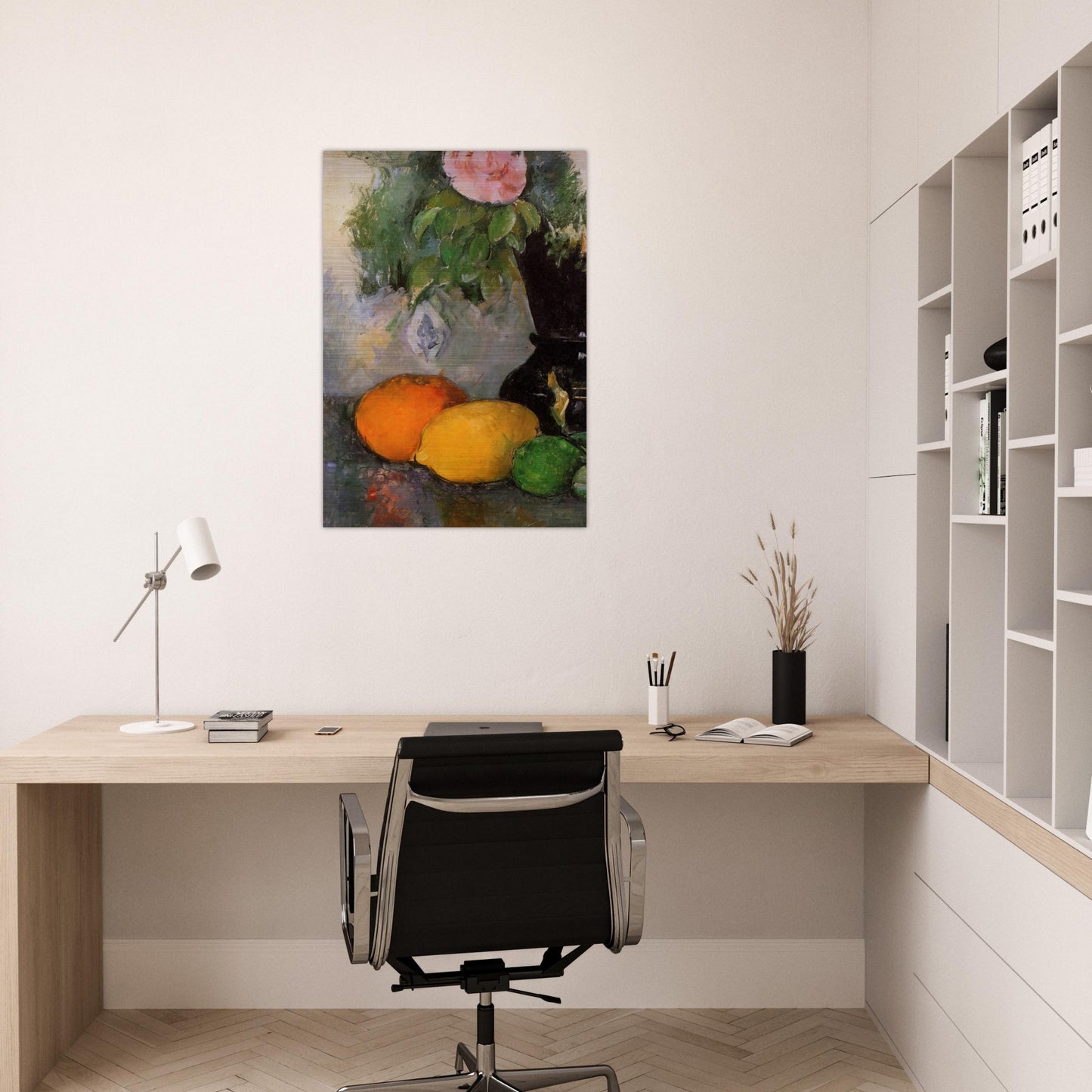 Flowers and Fruit - Paul Cézanne Brushed Aluminum Print - 70x100 cm / 28x40 inches | Paul Cézanne Aluminum Print | Paul Cézanne Prints