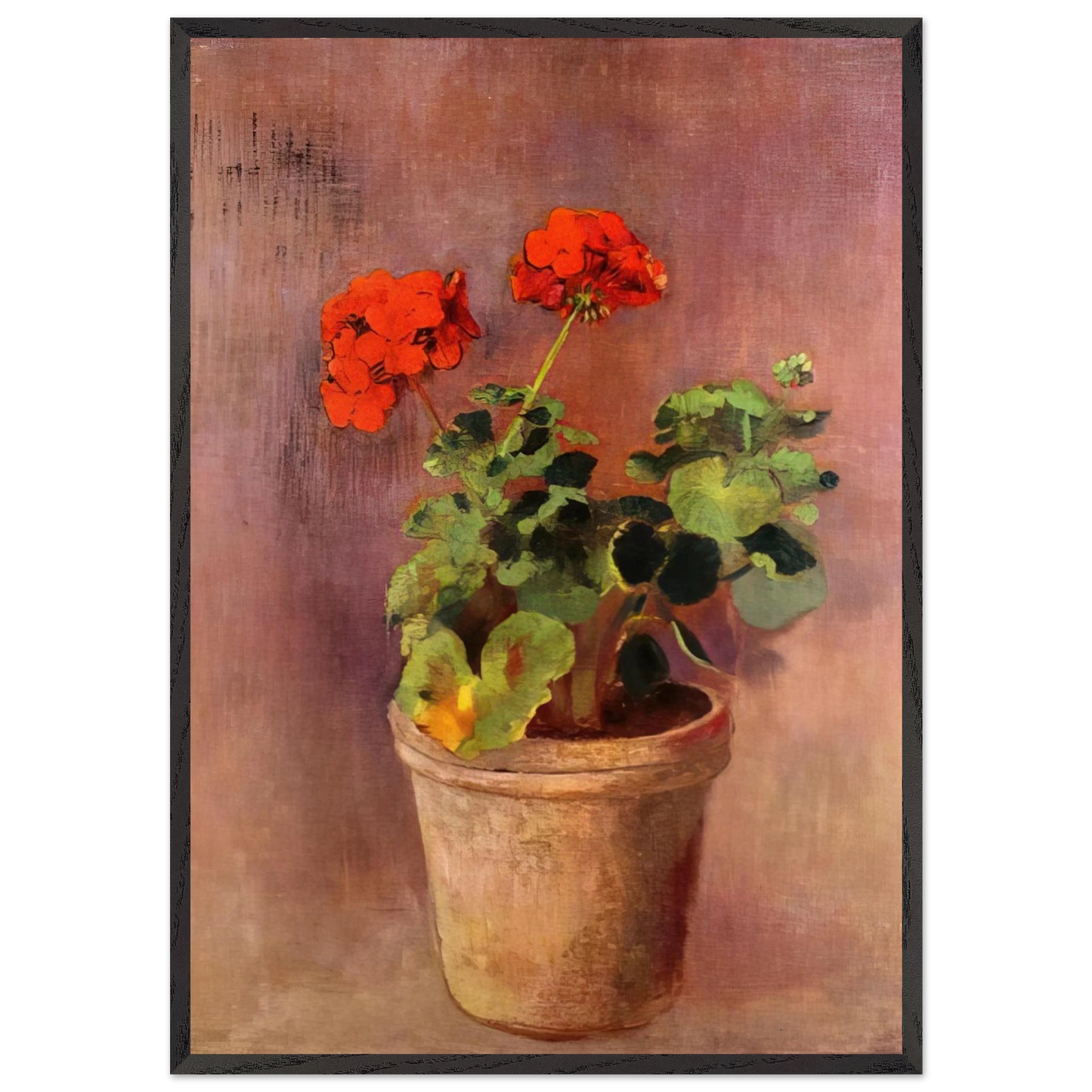 THE POT OF GERANIUMS - Odilon Redon 70x100 cm / 28x40 inches Framed Art Print – Black Wooden Frame