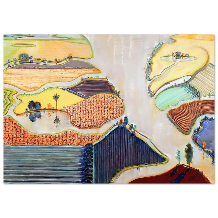 Wayne Thiebaud - Delta Farms - 1996 Wall Art - 60x80 cm / 24x32 inches - Premium Wooden Framed Poster With Fine Art Paper-canvas - Black frame