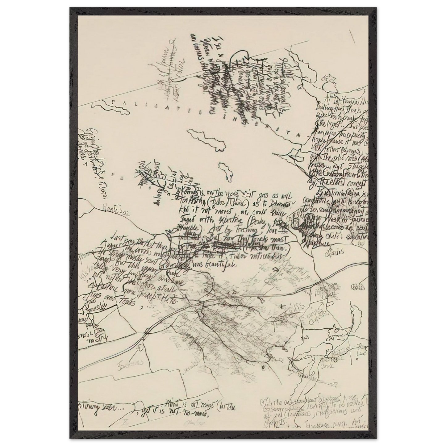 Mushroom Book Plate X - 1972 - John Cage 70x100 cm / 28x40 inches Framed Art Print – Black Wooden Frame