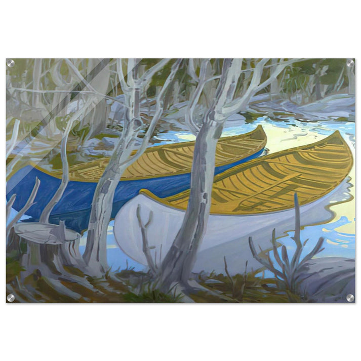 Two Canoes - Contemporary Realism - Neil Welliver Acrylic Print - 70x100 cm / 28x40″ inches