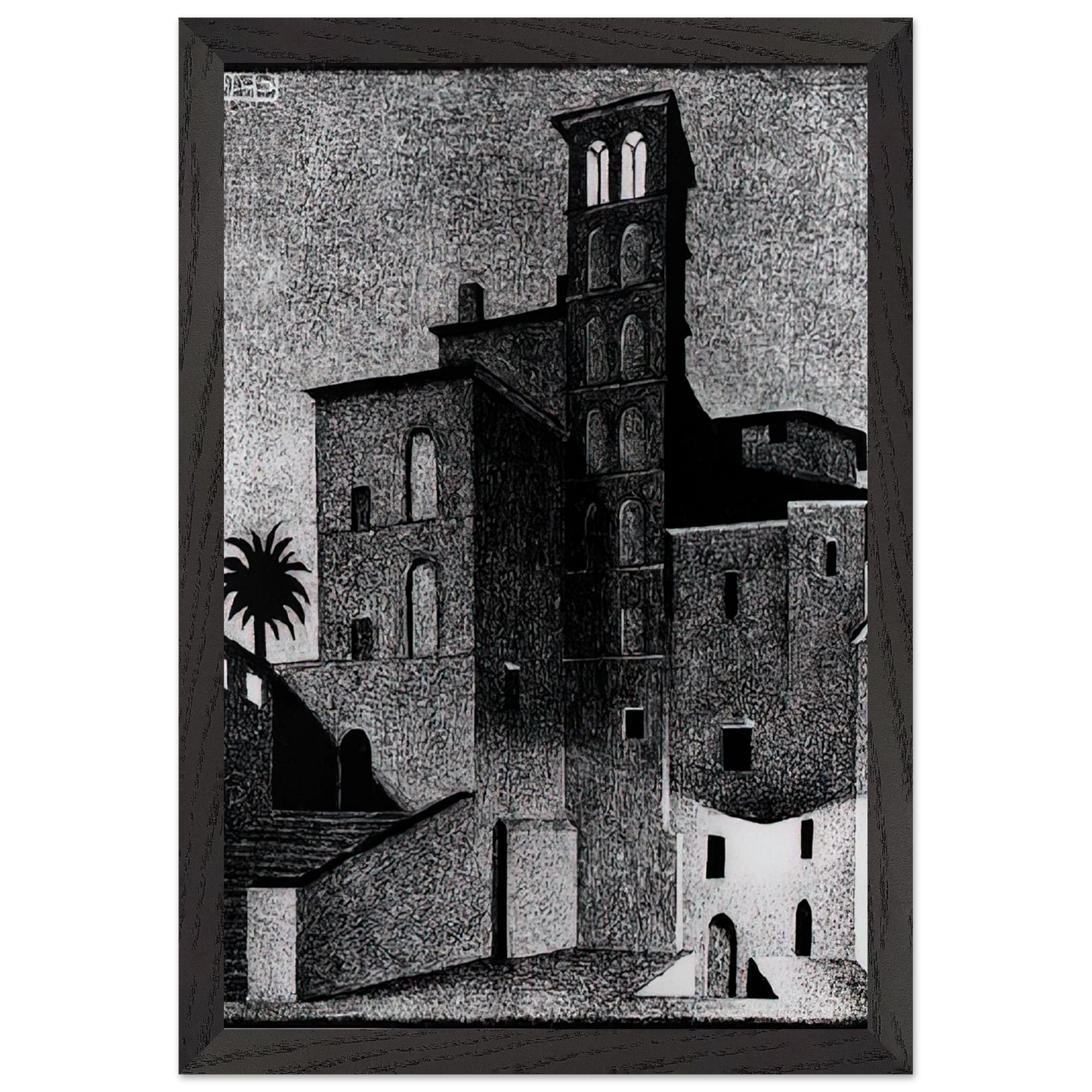 MC Escher - SS GIOVANNI ET PAOLO ROME MAY 1936 1936 Wall Art - 60x80 cm / 24x32 inches - Premium Wooden Framed Poster With Fine Art Paper - Wood frame