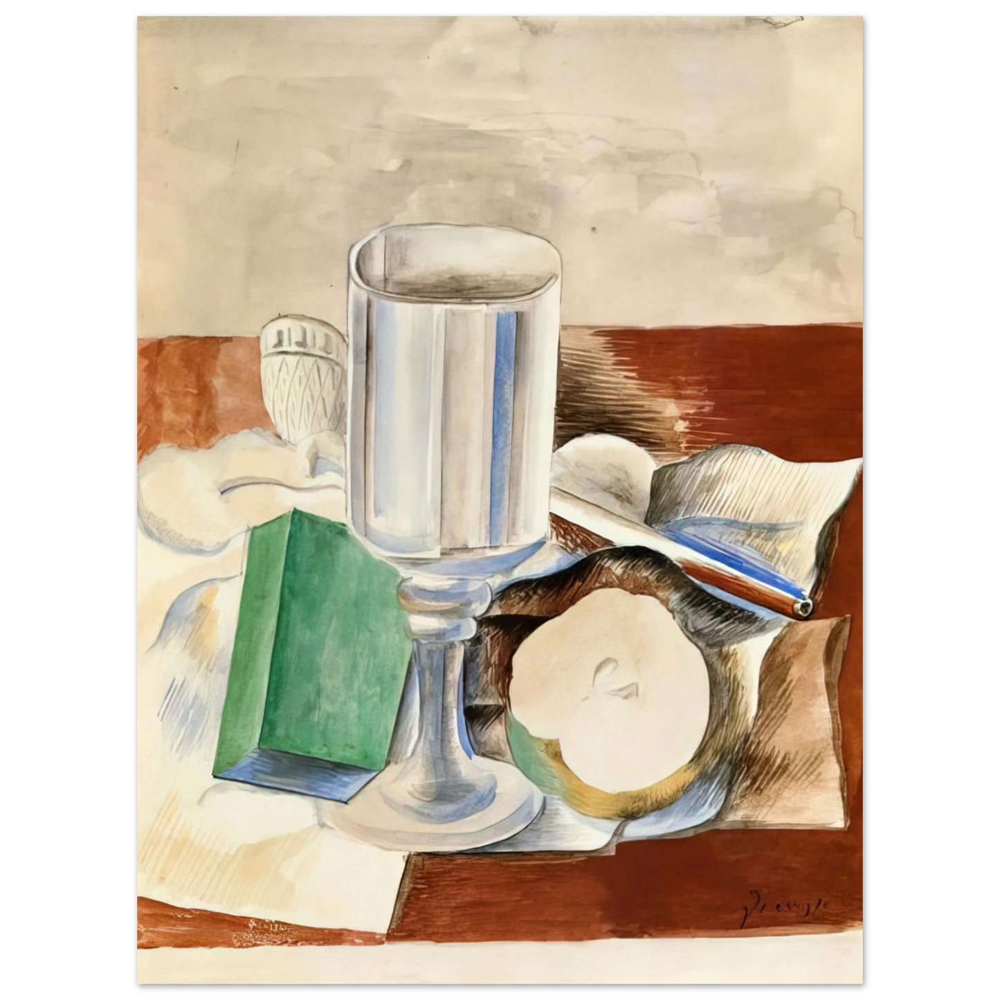 Pablo Picasso - Still life with a Glass and an Apple - 1914 Fine Art Poster - Default Title