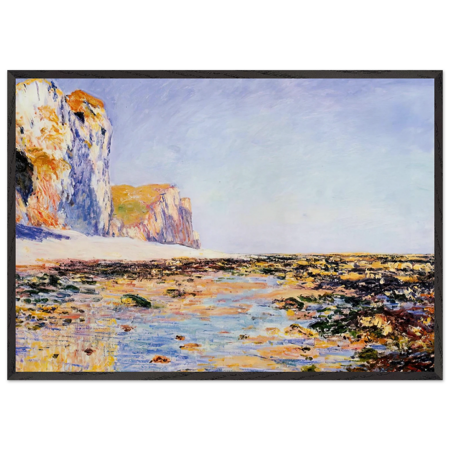 Beach and Cliffs at Pourville Morning Effect - claude monet Framed Art Print – Black Wooden Frame - Default Title - -Framed Art Print