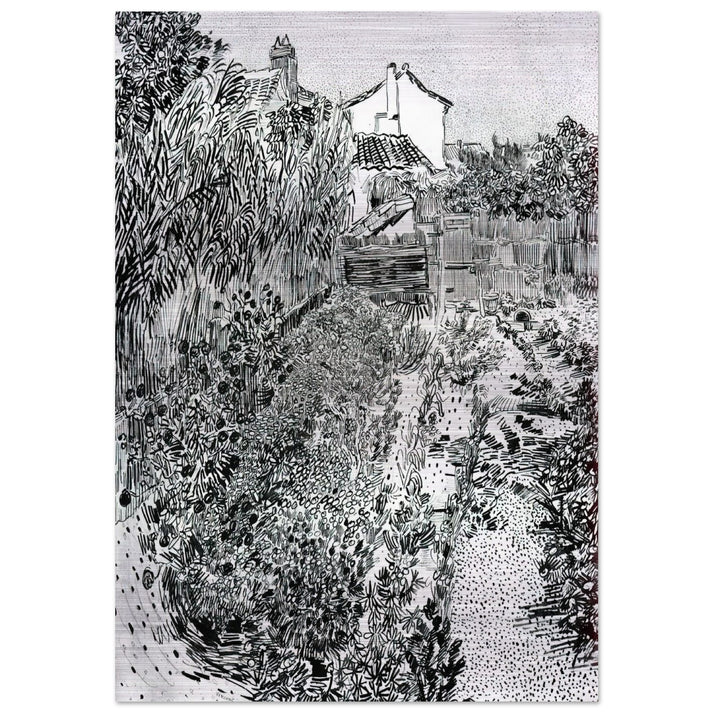 The Garden with Flowers - Vincent van Gogh Brushed Aluminum Print - 70x100 cm / 28x40 inches | Vincent van Gogh Aluminum Print | Vincent van Gogh Prints