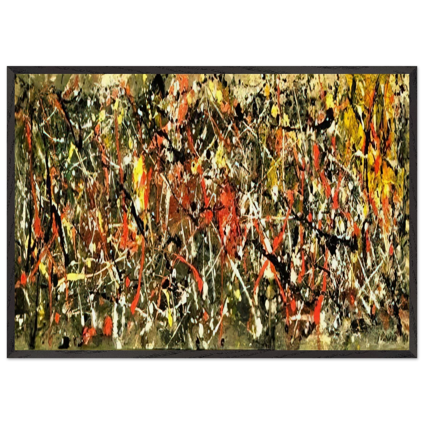 NUMBER 25 - Jackson Pollock 70x100 cm / 28x40 inches Framed Art Print – Black Wooden Frame