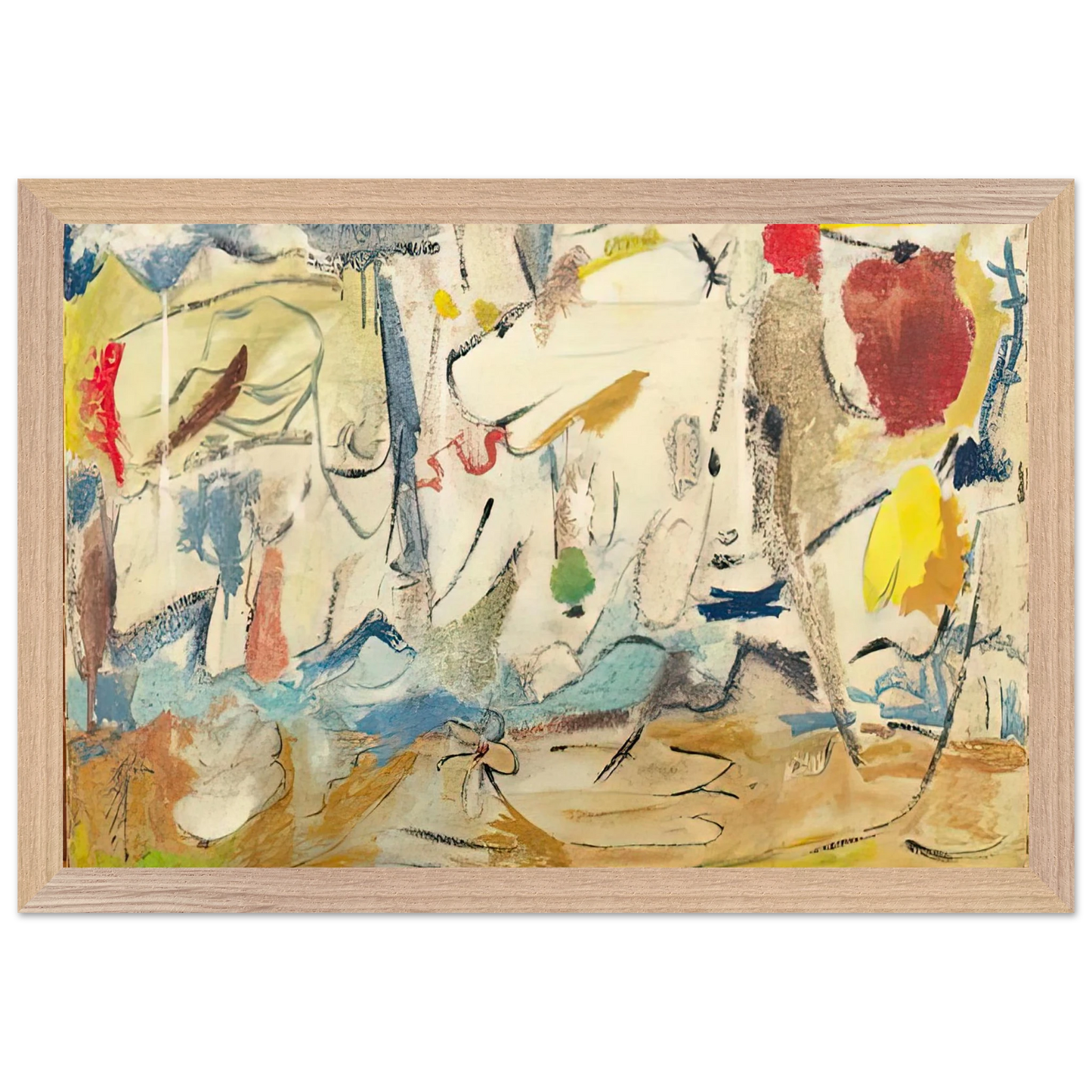 Helen Frankenthaler - Cloudscape, 1951- Wall Art - 60x80 cm / 24x32 inches - Premium Wooden Framed Poster With Fine Art Paper-canvas - Wood frame