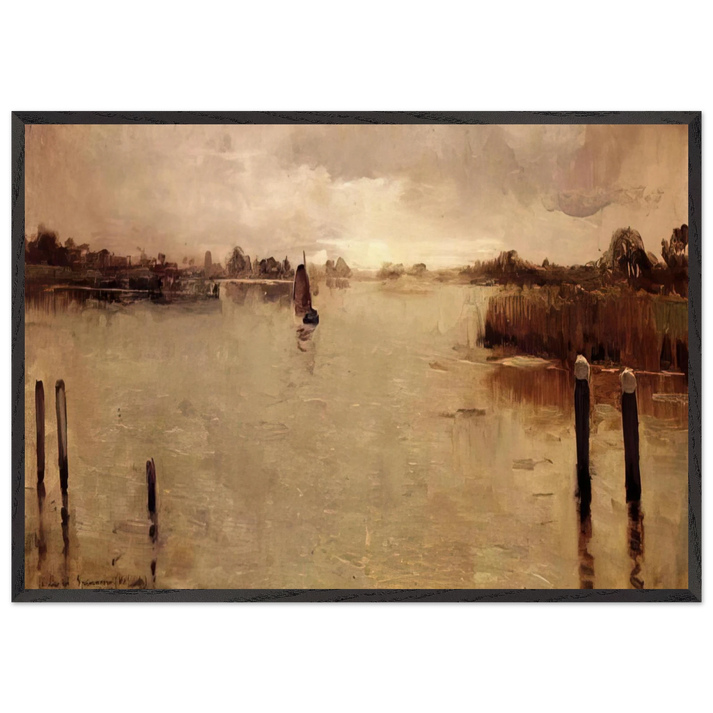 SPAARNWOUDE ISLAND 1883 - Theo van Rysselberghe 70x100 cm / 28x40 inches Framed Art Print – Black Wooden Frame