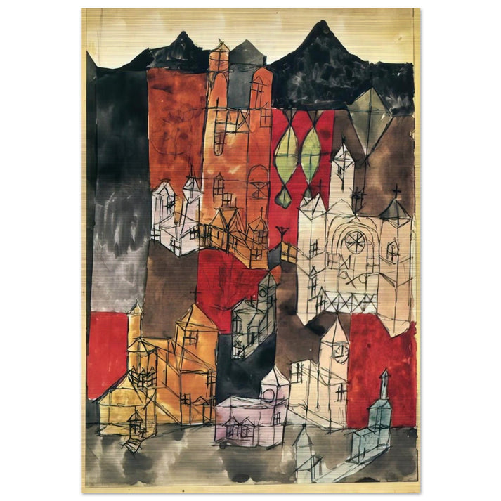 CITY OF CHURCHES 1918 - Paul Klee Brushed Aluminum Print - 70x100 cm / 28x40 inches | Paul Klee Aluminum Print | Paul Klee Prints