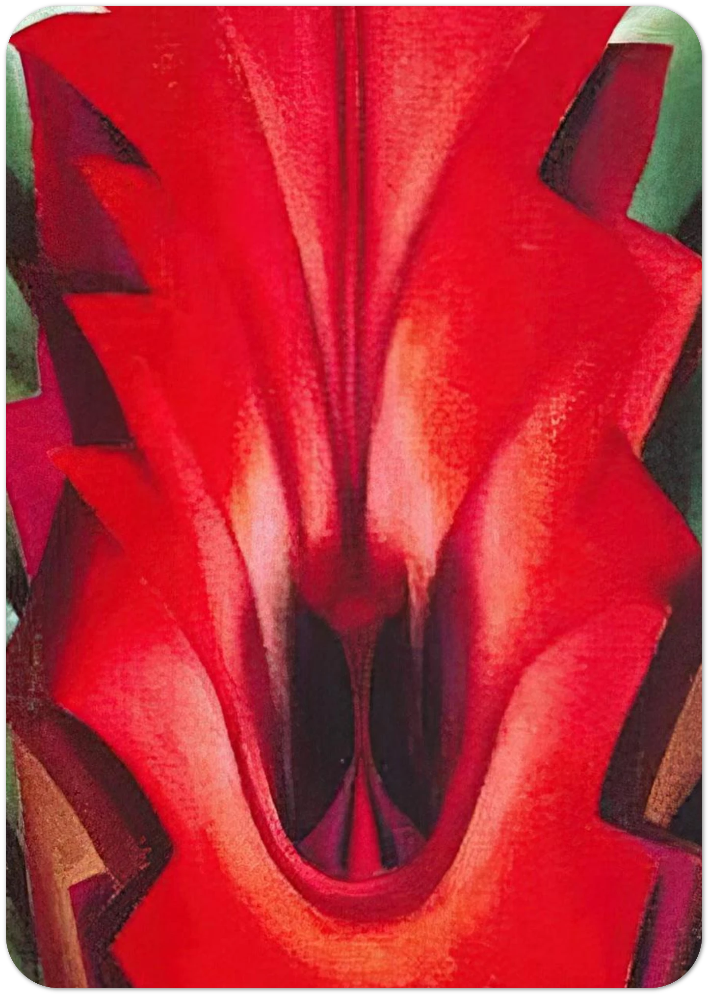 Inside Red Canna By Georgia O'Keeffe Pack of 10 Post Cards | Georgia O'Keeffe Post Cards | A6 (10.5 x 14.8 cm) - 4.1 x 5.8 inches