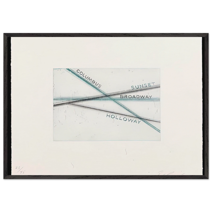 SUNSET FROM LOS FRANCISCO SAN ANGELES PORTFOLIO - Edward Ruscha 70x100 cm / 28x40 inches Framed Art Print – Black Wooden Frame