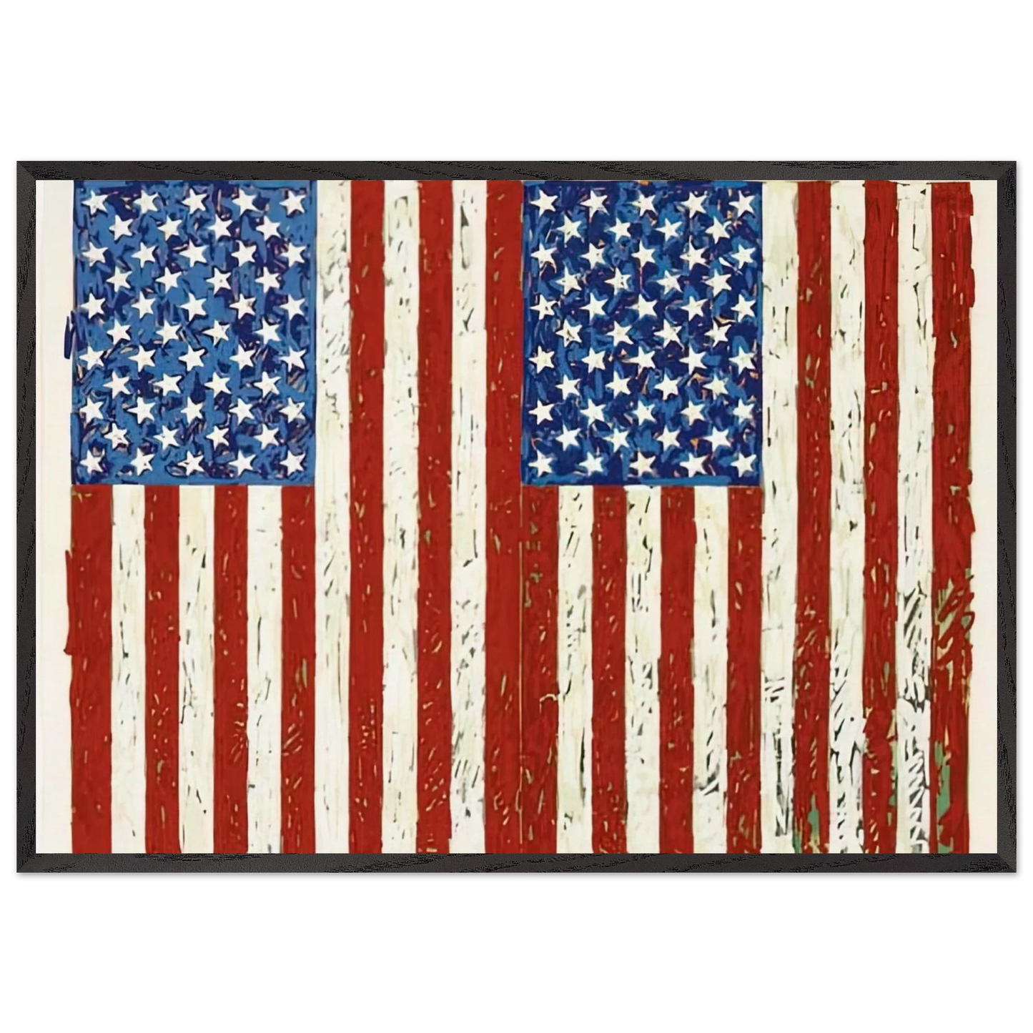 FLAGS I ULAE 128 - Jasper Johns 70x100 cm / 28x40 inches Framed Art Print – Black Wooden Frame
