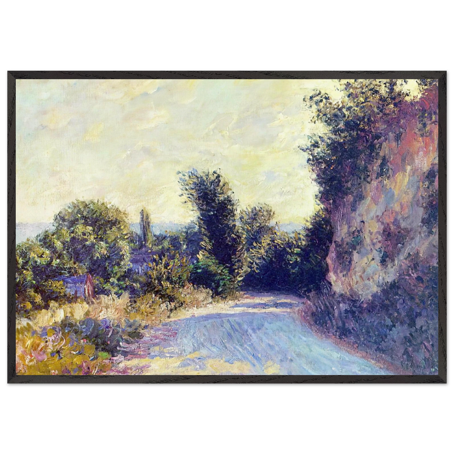 Road near Giverny 02 - claude monet Framed Art Print – Black Wooden Frame - Default Title - -Framed Art Print