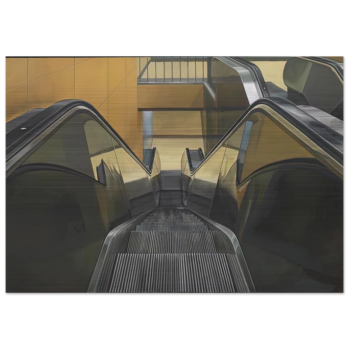 ESCALATOR 1970 - Richard Estes Brushed Aluminum Print - 70x100 cm / 28x40 inches | Richard Estes Aluminum Print | Richard Estes Prints