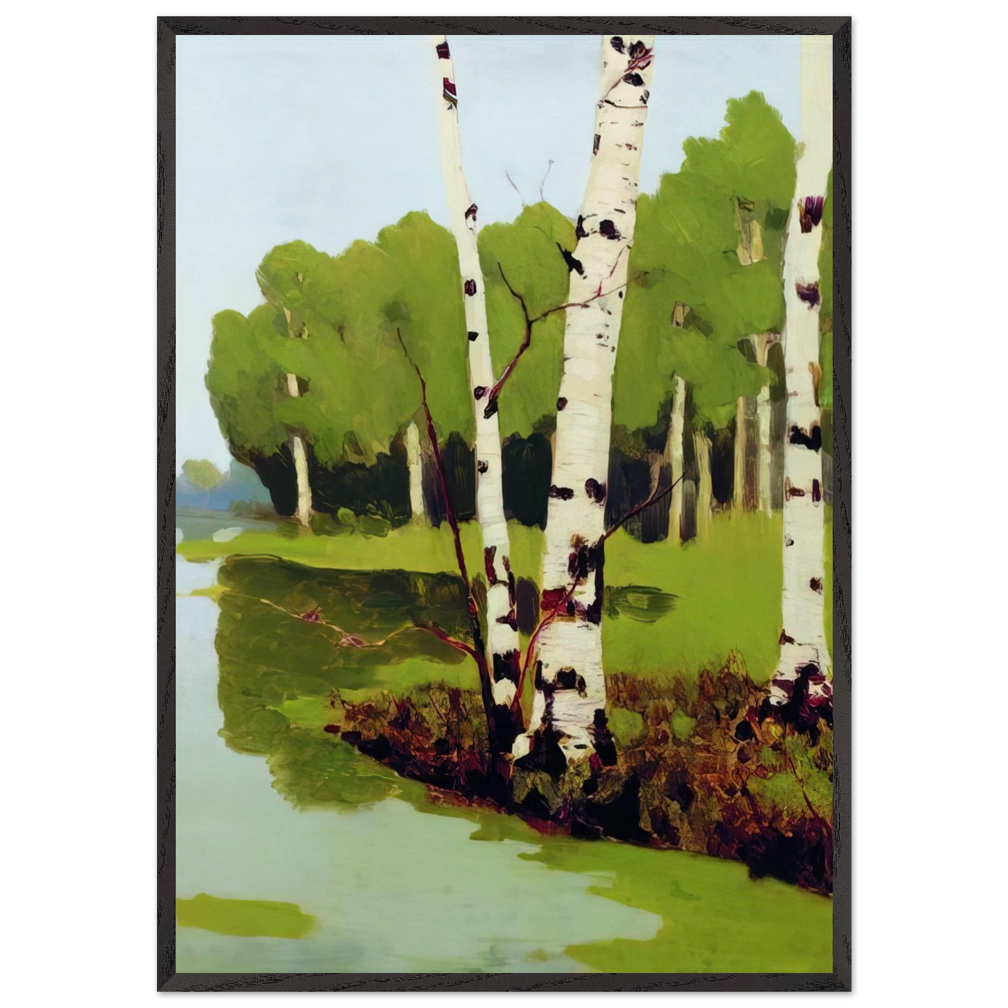 Birches - Arkhyp Kuindzhi 70x100 cm / 28x40 inches Framed Art Print – Black Wooden Frame