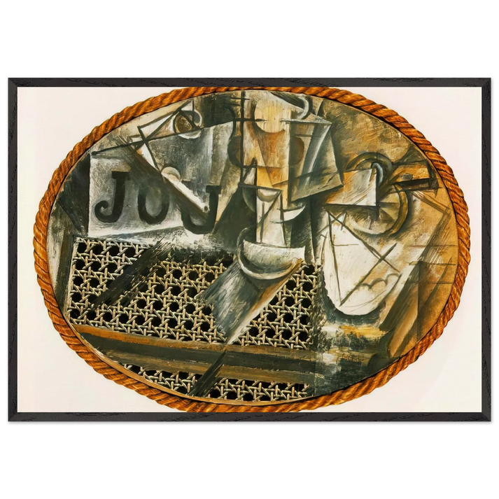 Still Life with Caned Chair - Pablo Picasso 70x100 cm / 28x40 inches Framed Art Print – Black Wooden Frame