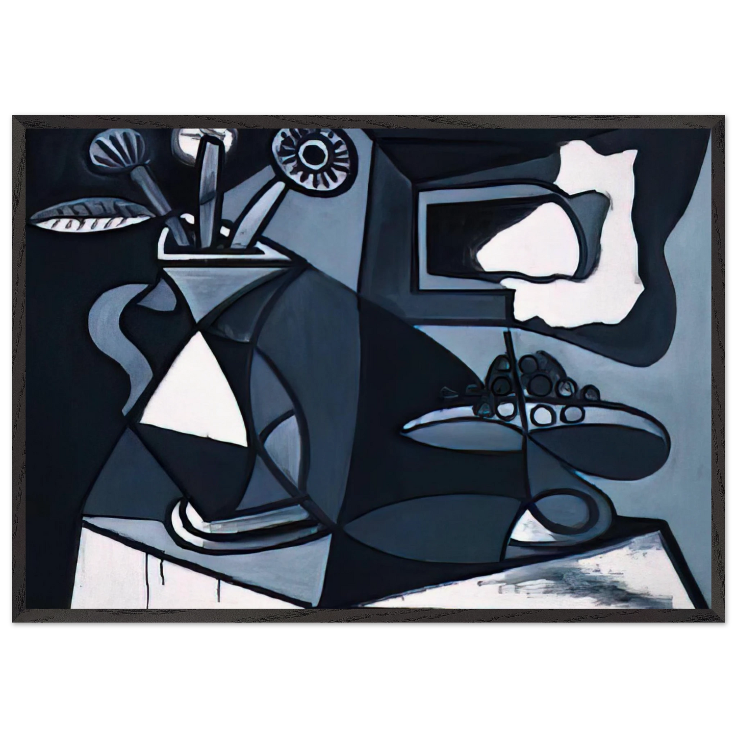 Vase with flowers N1 - Pablo Picasso 70x100 cm / 28x40 inches Framed Art Print – Black Wooden Frame