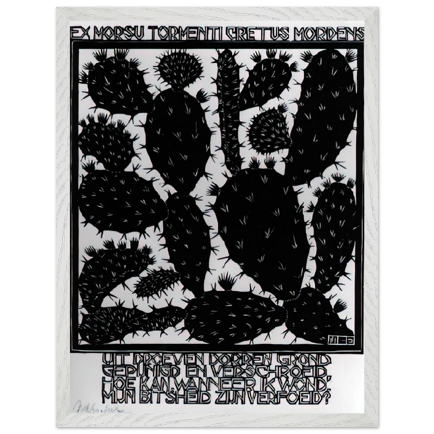 MC Escher - EMBLEMATA CACTUS Wall Art - 30x40 cm / 12x16 inches - Premium Wooden Framed Poster With Fine Art Paper - Wood frame