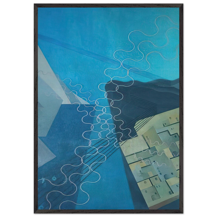 Synthesis of Telegraphic and Telephonic Communications - 1933 - 1934 Palermo Sicily Italy - Benedetta Cappa 70x100 cm / 28x40 inches Framed Art Print – Black Wooden Frame