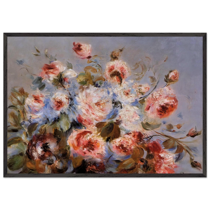 Roses from Wargemont - Pierre-Auguste Renoir 70x100 cm / 28x40 inches Framed Art Print – Black Wooden Frame