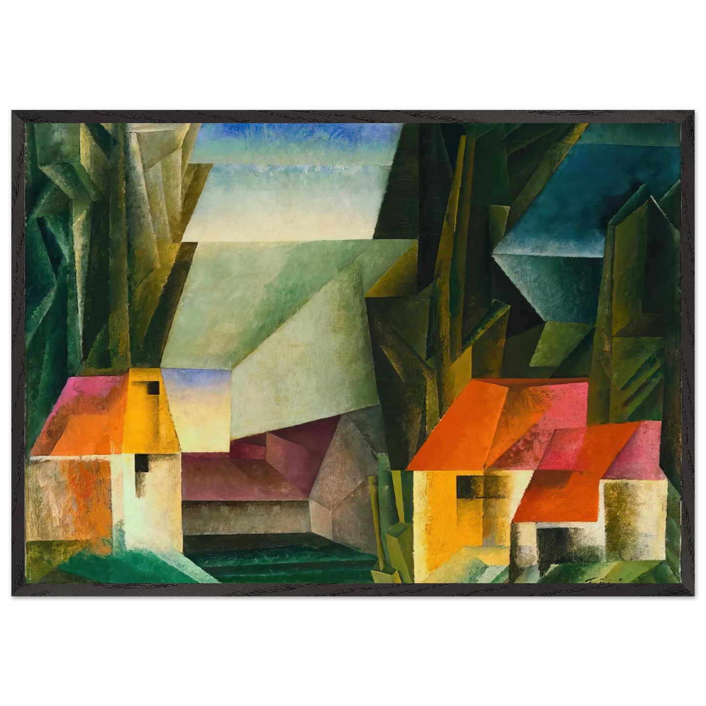 HOPFGARTEN 1920 - Lyonel Feininger 70x100 cm / 28x40 inches Framed Art Print – Black Wooden Frame