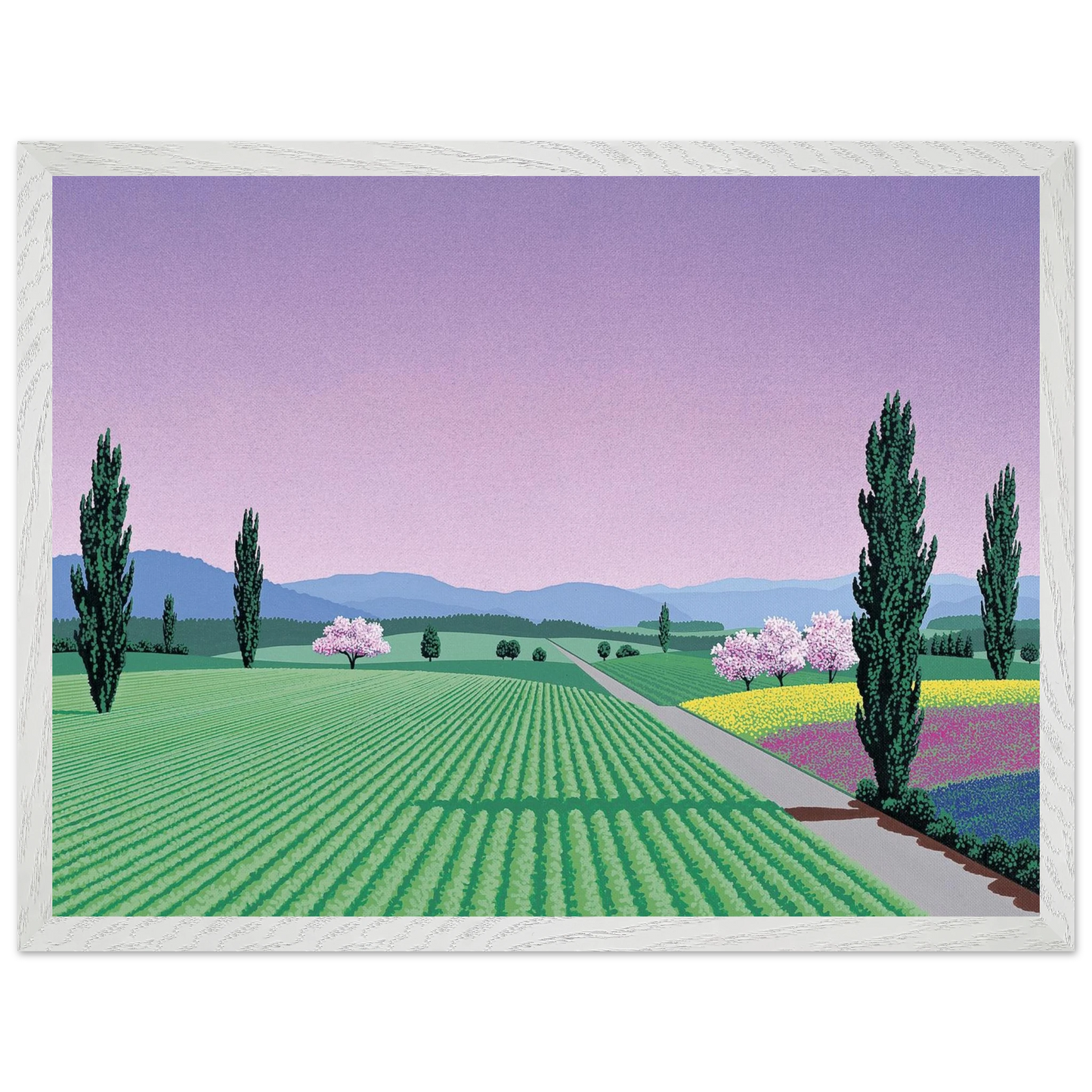 Hiroshi Nagai - Farmlands Wall Art - 60x80 cm / 24x32 inches - Premium Wooden Framed Poster With Fine Art Paper - Wood frame