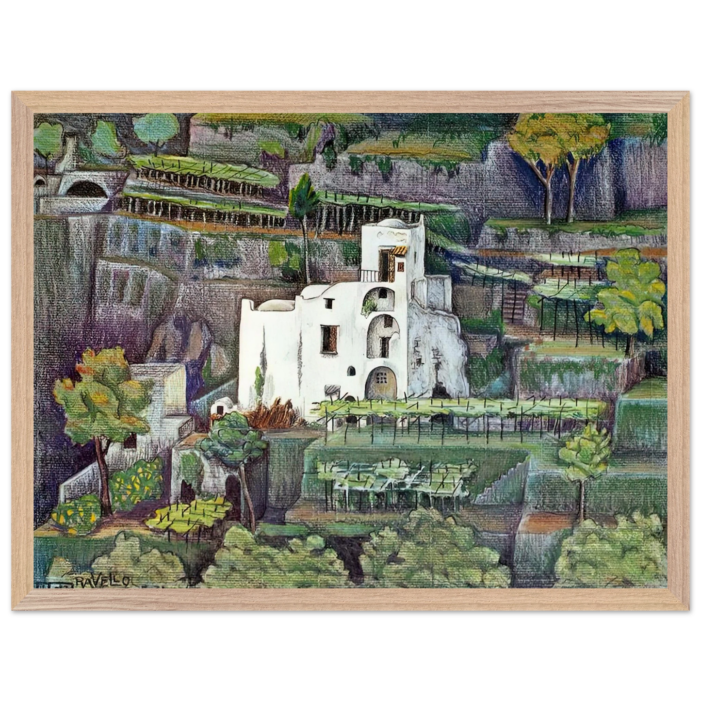 MC Escher - FARMHOUSE RAVELLO COLOUR Wall Art - 30x40 cm / 12x16 inches - Premium Wooden Framed Poster With Fine Art Paper - Black frame