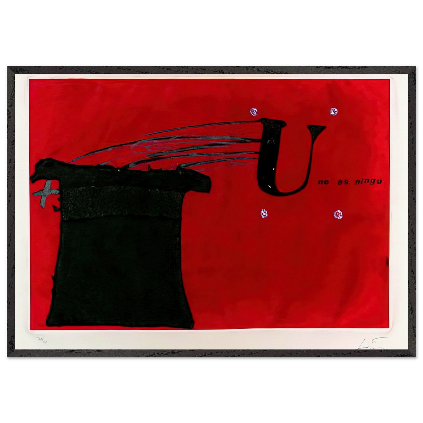 U NO S NING 1979 - Antoni Tapies 70x100 cm / 28x40 inches Framed Art Print – Black Wooden Frame