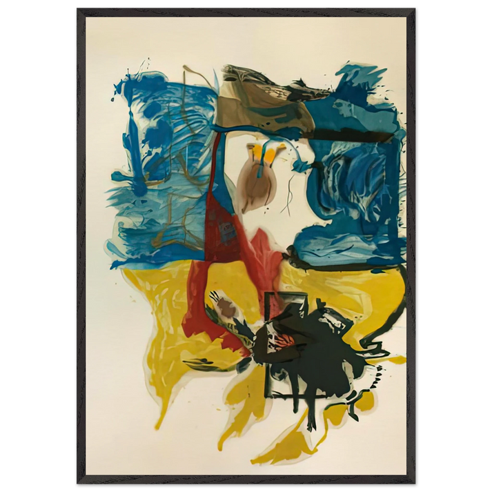 Beach Scene 1961- - Helen Frankenthaler 70x100 cm / 28x40 inches Framed Art Print – Black Wooden Frame