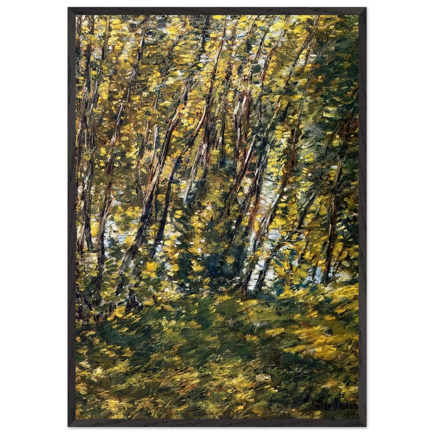 Nude in Sunlilt Wood - Childe Hassam 70x100 cm / 28x40 inches Framed Art Print – Black Wooden Frame